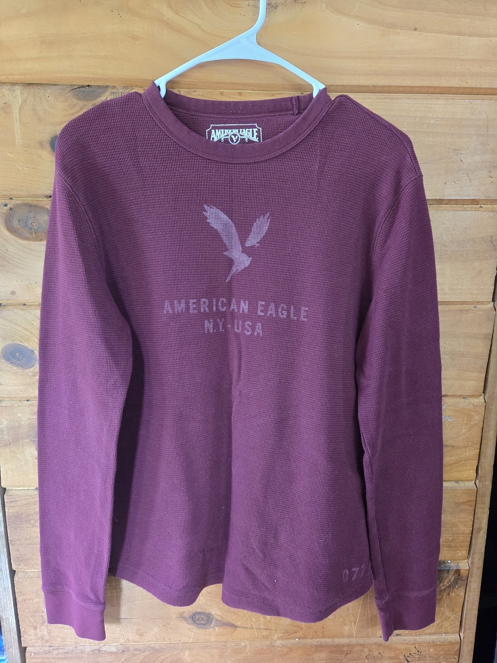 American Eagle Burgundy Graphic Thermal Top